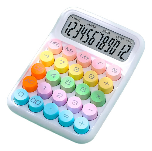 Calculadora De Mesa Simples Kawaii Candy Colorida 12 Dígitos Cor Branco