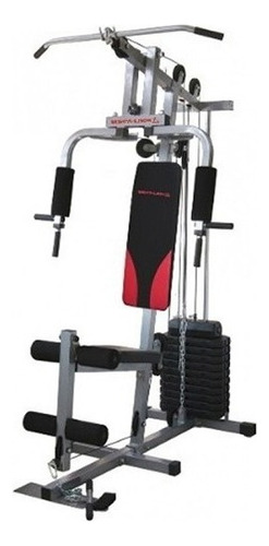 Multigimnasio M 7000 C ! World Fitness 50kg De Carga! Estructura Gris Tapizado Negro y Rojo