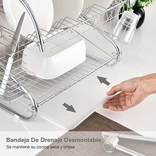 Imagen 5 de 7 de Escurridor De Trastes 2 Niveles, Escurridor De Platos Con Po