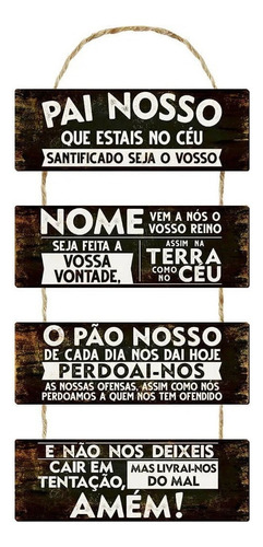 Placa Decorativa Quadro Em Mdf 29x63,5cm Oração Pai Nosso