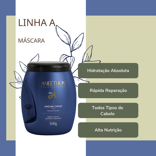 Kit Shampoo E Máscara Hidratação Aneethun Linha A Litro.