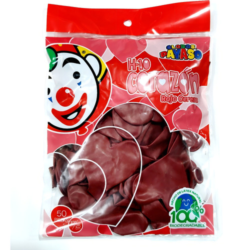 Globos San Valentin Corazon Rojo Payaso #10 50 Pz Cumpleaños