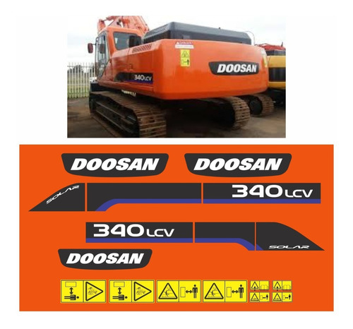 Kit Adesivo Escavadeira Doosan 340 Lcv 340lcv Etiquetas