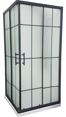 Mampara Toronto Gorena Box Ducha 90cm Cabina C/base 5 Cm Armazón Negro Panel Esfumado Fon