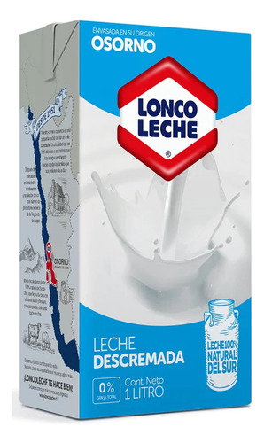 Leche Descremada Sin Tapa Loncoleche 1 Lt(12 Unidades) Super