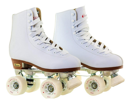 Patines Color Blancos 4 Ruedas Mujer Talla #8 Marca Chicago