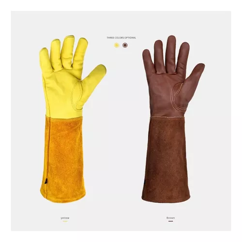 Guantes de jardinería para mujer, guantes de jardín a prueba de espinas,  guantes profesionales de poda de rosas, guantes largos de cuero para jardín