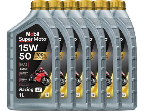 Kit 6 Óleo Mobil Super Moto 15w50 4t Sintético Api Sn