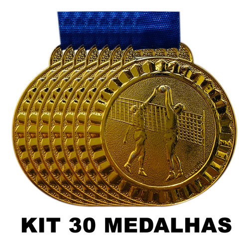 Conjunto Medalhas De Volei 30un Ouro Prata Bronze Ø45mm Top