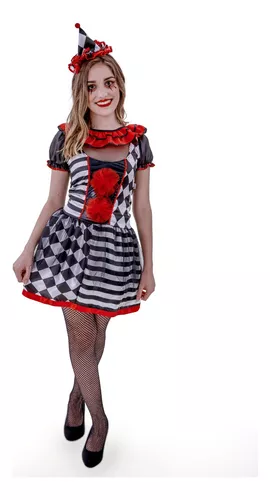 Fantasia Vestido Palhaça Colombina Arlequina Adulto Cosplay Halloween  Carnaval Festa Zumbi Noite do Terror Dia das Bruxa em Promoção na Americanas