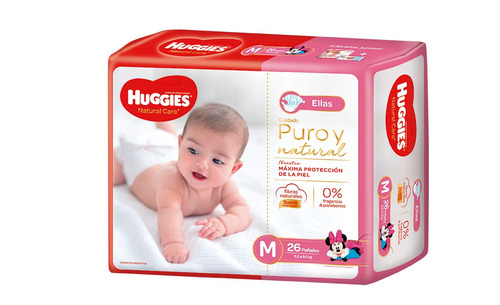 Pañales Huggies Natural Care para ellas M