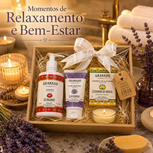 Kit Presente Spa Granado Castanha Lavanda Gengibre Na Caixa