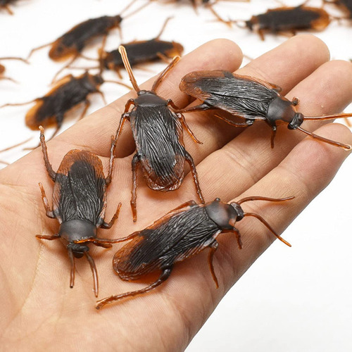 20 Cucarachas Broma Plástico Insectos Tacto Real Halloween