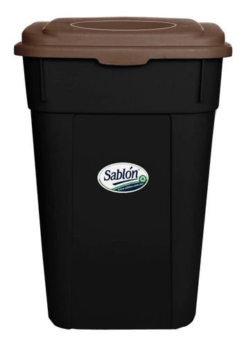 Bote De Basura Cesto Sablon Negro 145 L Con Ruedas Y Tapa