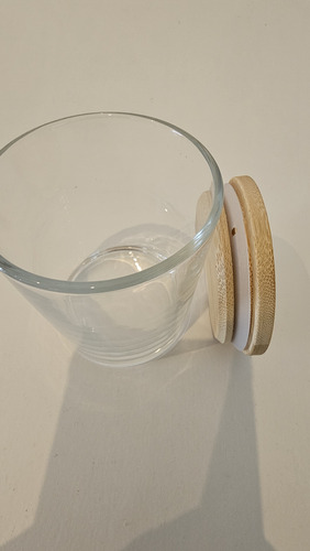 Vaso Para Velas 80x90 Con Tapa De Bamboo