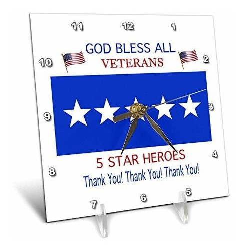 3drose Dc ******* God Bless All Veterans, Five Star Heroes F