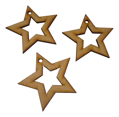 50 Estrellas Mdf Caladas 5 Cm Con Una Perforacion
