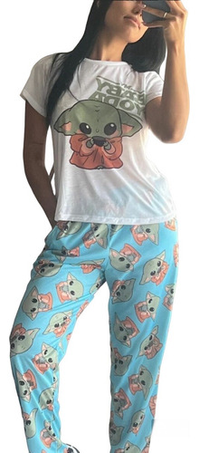 Hermoso Pijama Adulto Modal Manga Corta Baby Yoda