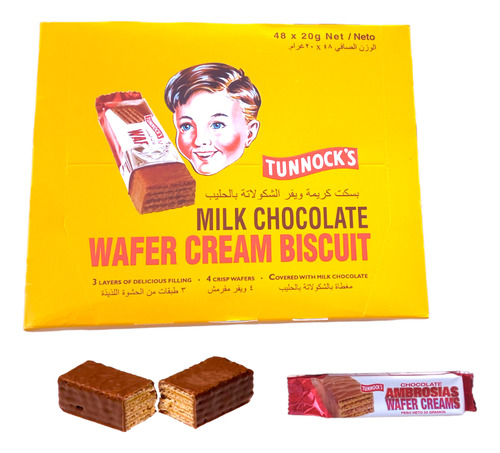 Caja De 48 Chocolates Wafer Cream Biscuits 48x20g Ambrosias 