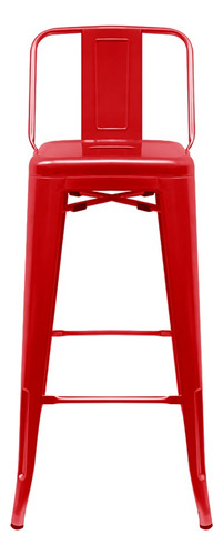 Banco Respaldo Bajo 66cm Tipo Tolix Banco De Acero Color Rojo