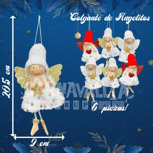 6 Angelitos Gorritos Hadas Colgantes Navidad Adorno