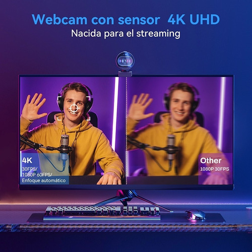 Cámara Web Emeet 4k Con Enfoque Automático Y Micrófonos Y