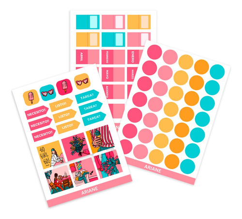 Kit Plancha De Stickers Y Solapas Para Agenda O Cuaderno 