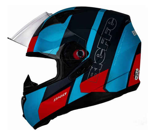 Capacete Bieffe B40 Trust Branco E Vermelho + Óculos Interno