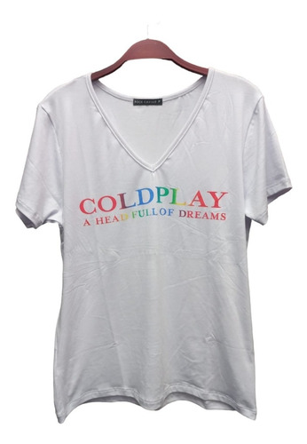Blusa Coldplay Feminina Camiseta Banda Rock Caviar T-shirt
