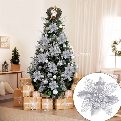 20 Pcs Flores De Navidad Con Clip Decoraciones Navideñas