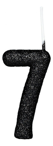 Vela Aniversário Número 7 - Cintilante / Glitter Preta C/1