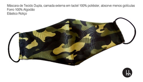 Máscara De Tecido Camuflado Forro Duas Camadas Kit Com 50