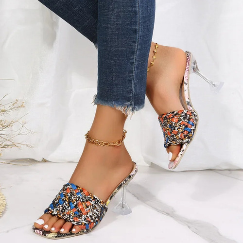 Zapatillas De Tacón Alto Con Cabeza Cuadrada Para Mujer Brot