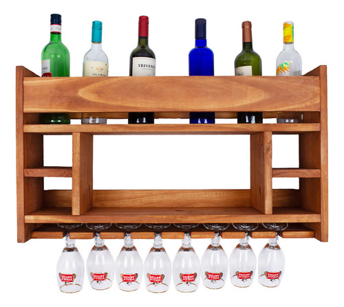 Bodega Vino Cava 6 Vinos 8 Copa Colgar Copero Rustico Madera