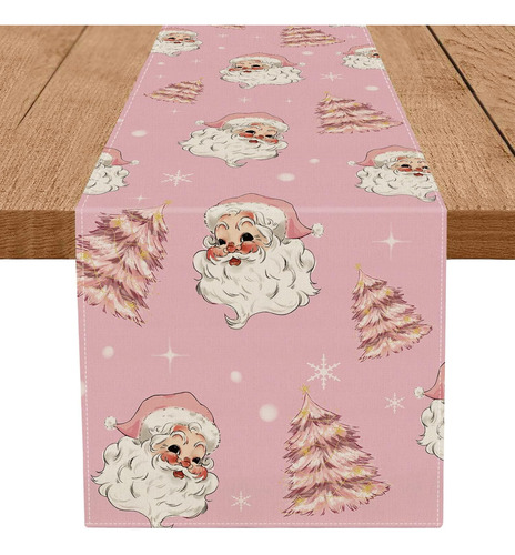 Camino De Mesa De Navidad, Árbol De Navidad Rosa, Copo