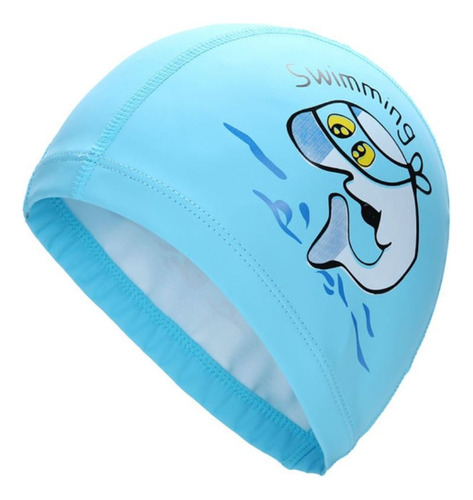 Touca De Natação Piscina Infantil Profissional Impermeável Cor Azul Piscina Golfinho