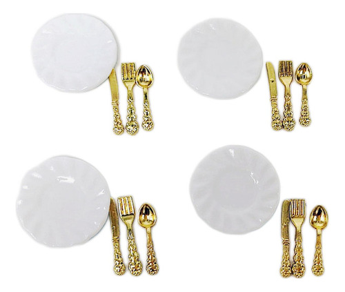 Nuevo Plato De Porcelana Dorada En Miniatura For Casa De