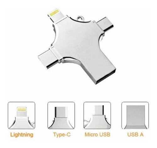 Usb Flash Drive 4 En 1, iPhone, Android Windows 64 Gb