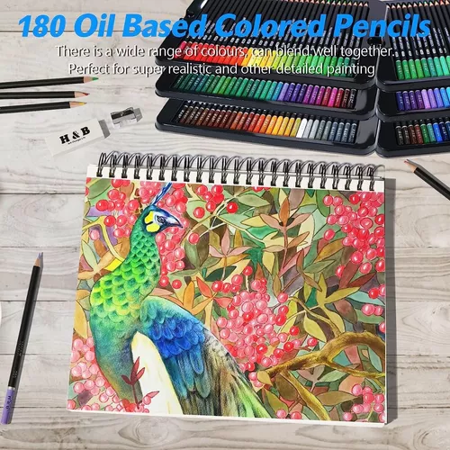 160 Lápices de Colores- Almacenamiento Fácil - Estuche de Lapices