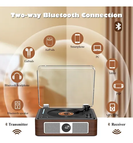 Reproductor De Cd De Madera Retro Thinkya Con Bluetooth Y Al