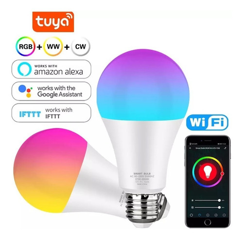 Imagen 7 de 9 de Ampolleta Wifi Inteligente Smart Rgb Google Alexa Colores