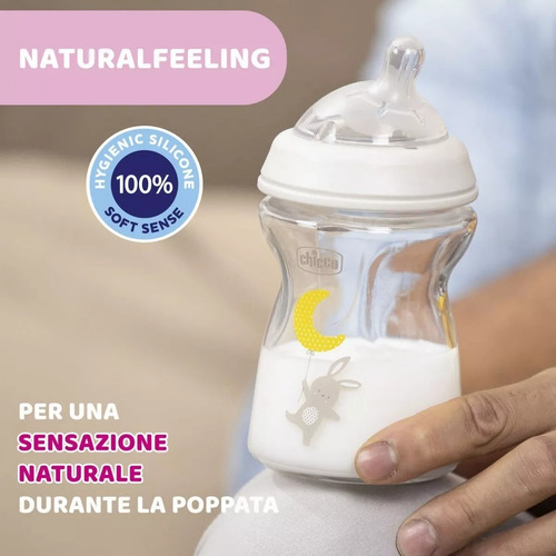 Imagen 5 de 5 de Mamadera Chicco Natural Feeling Vetro Glass 0m+ 250ml