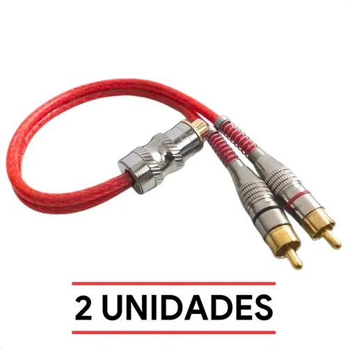 Kit 2 Cabo Y Rca 2m/1f Blindado Conector Metal Profissional