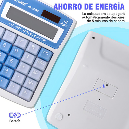 Calculadora Escritorio Mesa 12 Dígitos C/ Función Retroceso Color Azul
