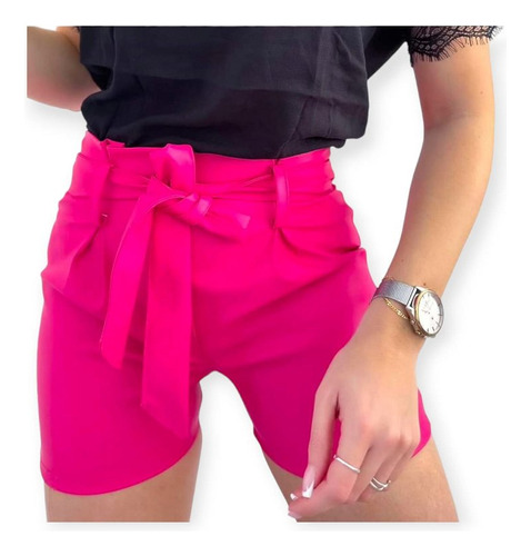 Short Engomado Con Lazo Pinzado Super Elastizado Colores