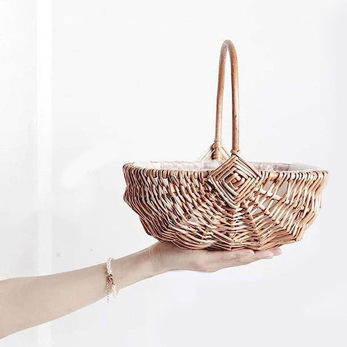 M Cesta De Florista Tecida À Mão Com Alça, Bolsa De