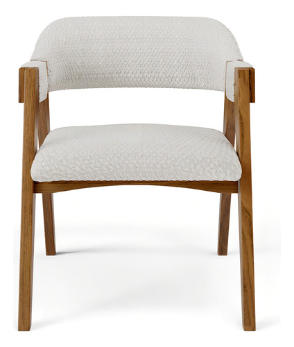 Cadeira Para Sala Jantar Living Estofada Suran Bouclê Cru