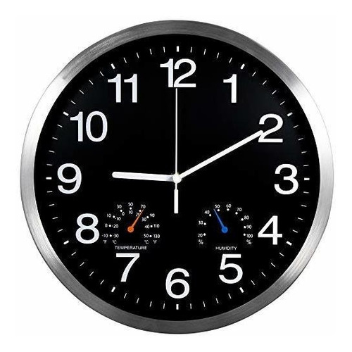 Reynoe Reloj De Pared Con Marco De Aluminio Plateado De 12 P