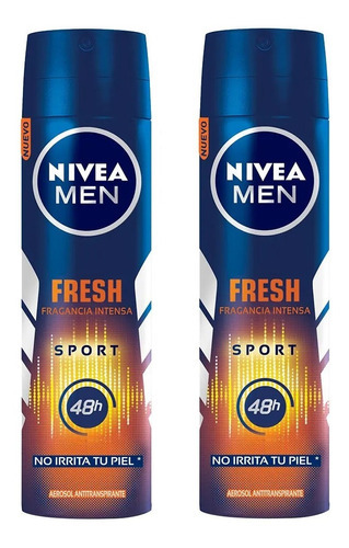 Nivea desodorante en spray fresh sport x 2 de 150 ml