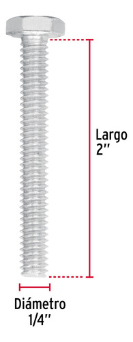 Tornillo Tipo Maquina 1/4 X 2´ Hexagonal Metal 60pz 44561